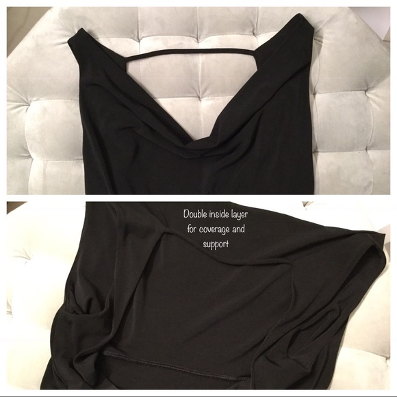 Scoop Neck Open Back Black Cocktail Dress - Picture 8 of 9